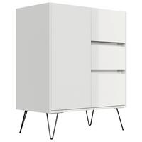 Sideboard Posseik Industrial Weiß B: 76 Cm - Weiß Hochglanz/Schwarz, Design, Holzwerkstoff (76/93,6/42cm) - P & B