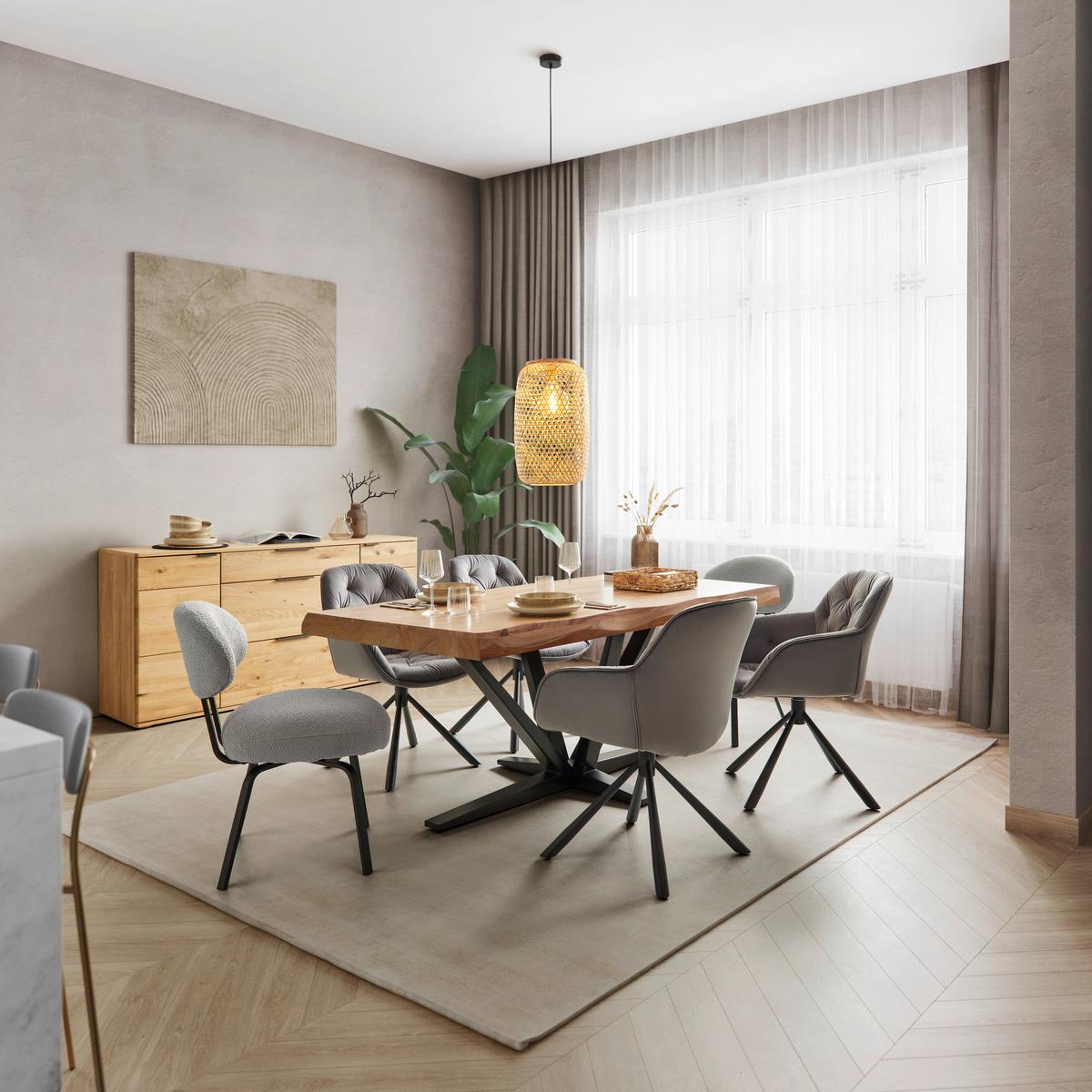 Jídelní stůl akácia/kov 180x90 - černá/barvy akácie, Moderní, kov/dřevo (180/76/90cm) - Zandiara