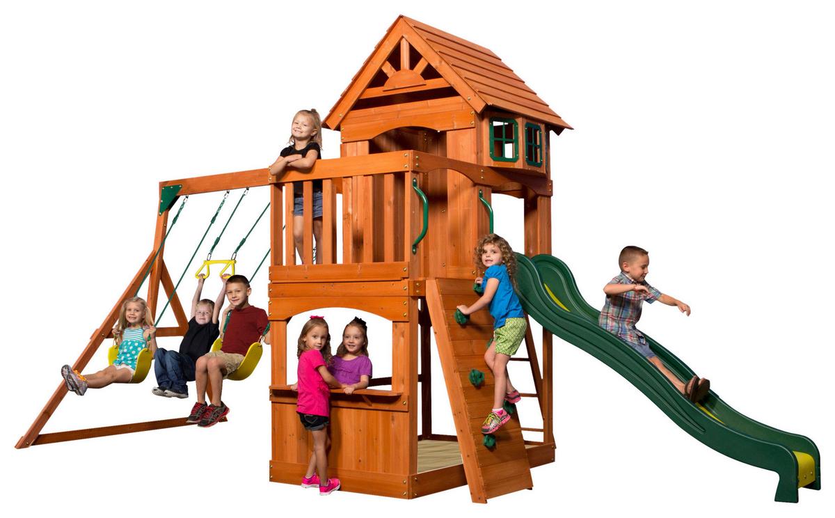 Spielturm Atlantic Aus Zedernholz Massiv - Dunkelgrün/Gelb, Basics, Holz/Kunststoff (551,2/284,5/236,2cm) - Ambia Garden