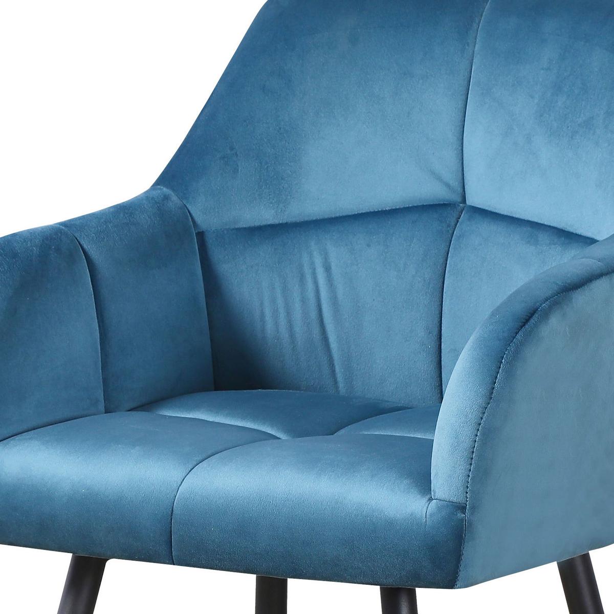 Armlehnstuhl Clair Blau/ Schwarz Gepolstert - Blau/Schwarz, MODERN, Textil/Metall (60/86/62cm)