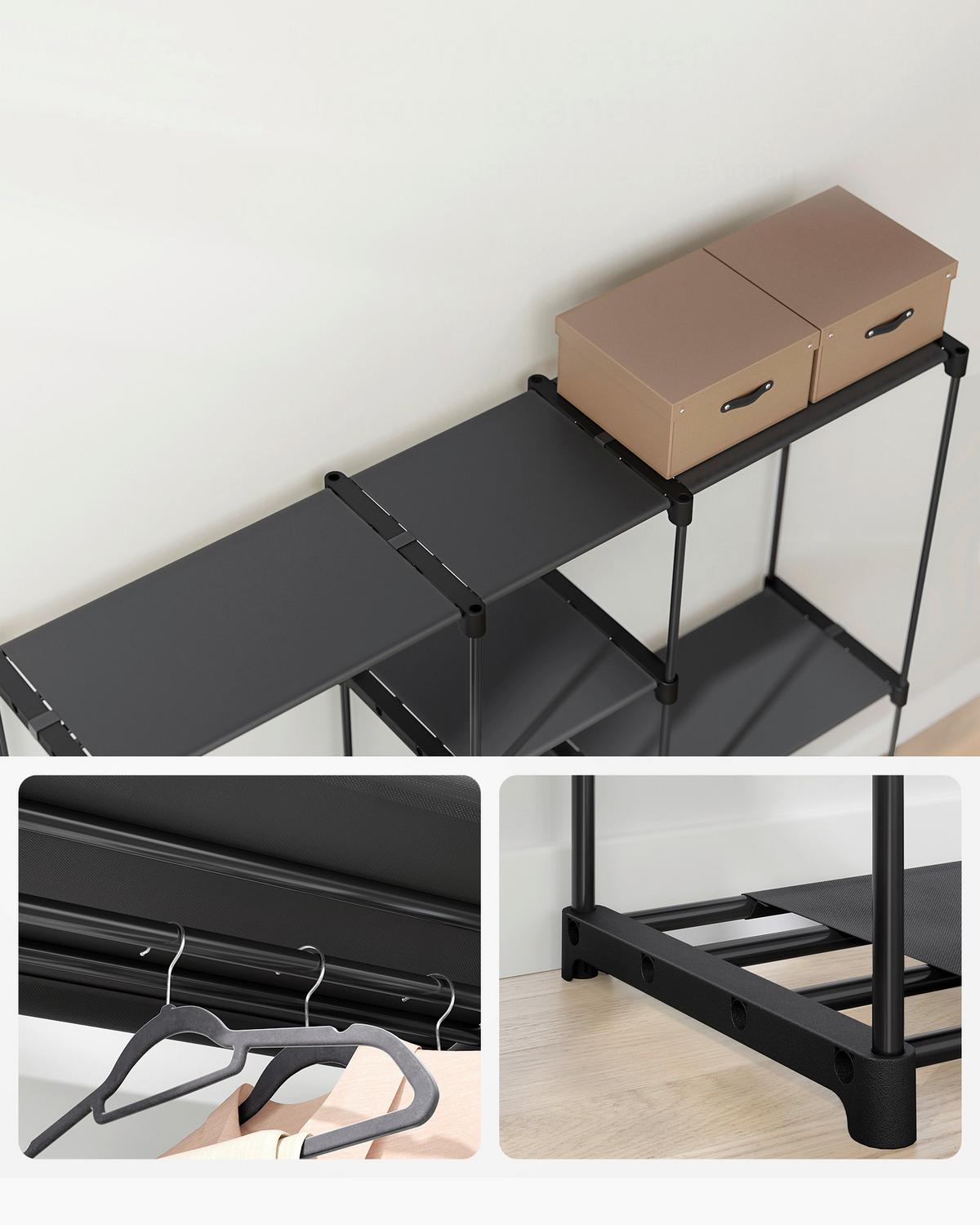 Garderobenständer Schwarz B: 182cm - Schwarz, Basics, Kunststoff/Textil (182/182/43cm)