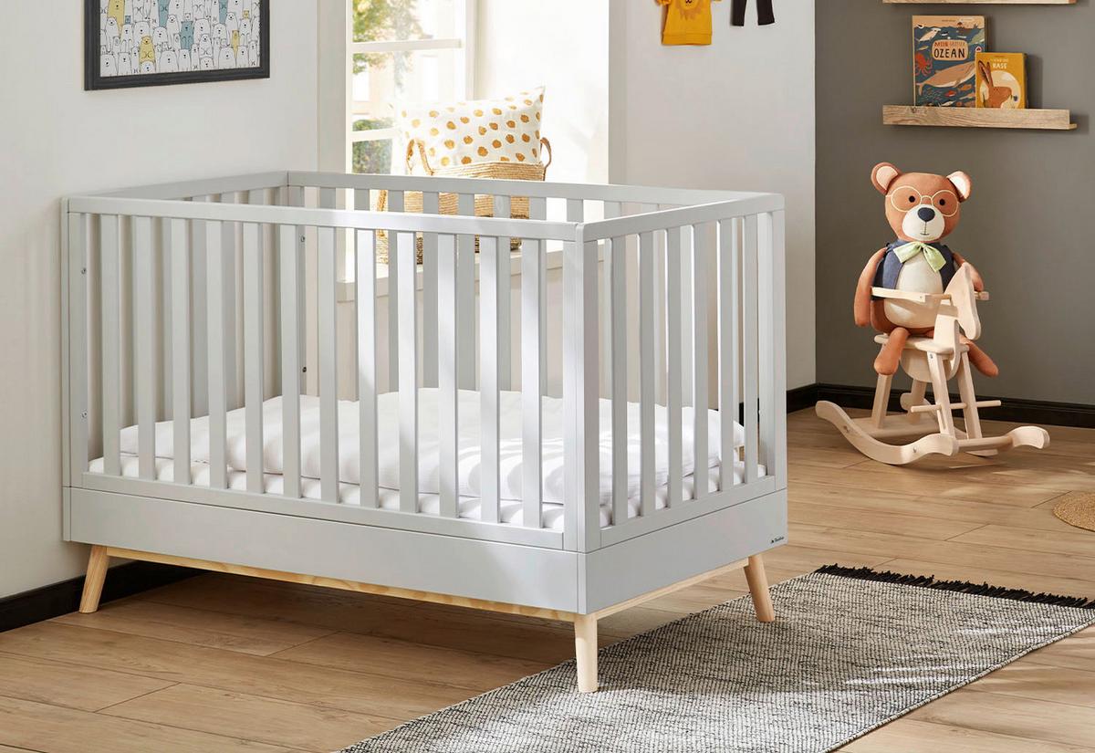 Gitterbett Dusk - Hellgrau, Basics, Holz (145/76/93cm) - Pinolino