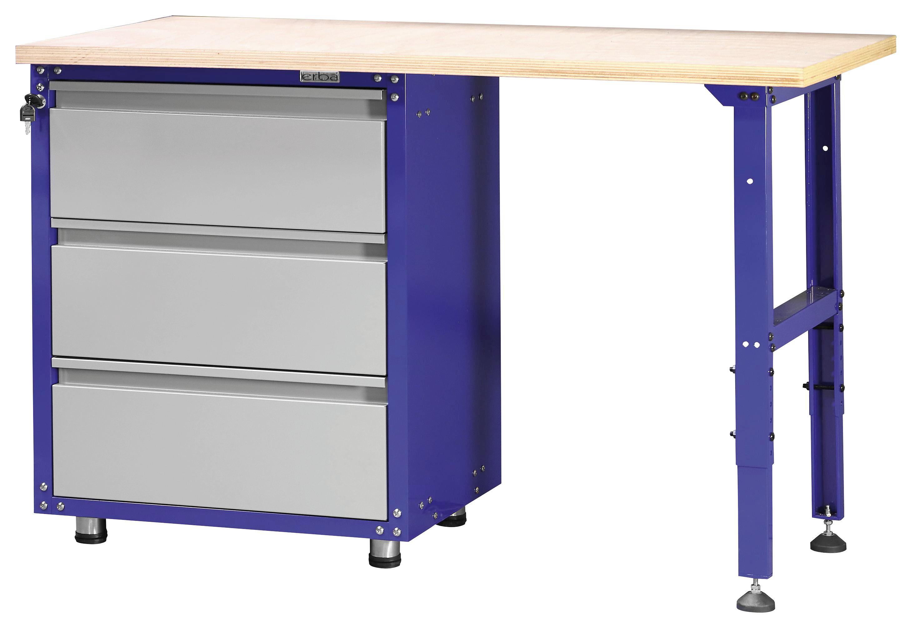 Werkbankset Xxs 134 cm Grau/blau - Blau/Grau, KONVENTIONELL, Holz/Metall (134/88/60cm) - Erba