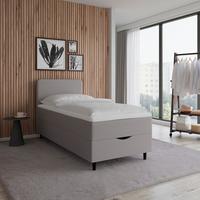 Boxspringová postel VIDA 90x200, šedá, s topperem - šedá/černá, Moderní, dřevo/textil (90/200cm) - Bessagi Home