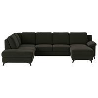 Wohnlandschaft Boom, Dunkelgrün 204x309x156 - Dunkelgrün/Schwarz, KONVENTIONELL, Textil (204/309/156cm) - Cotta