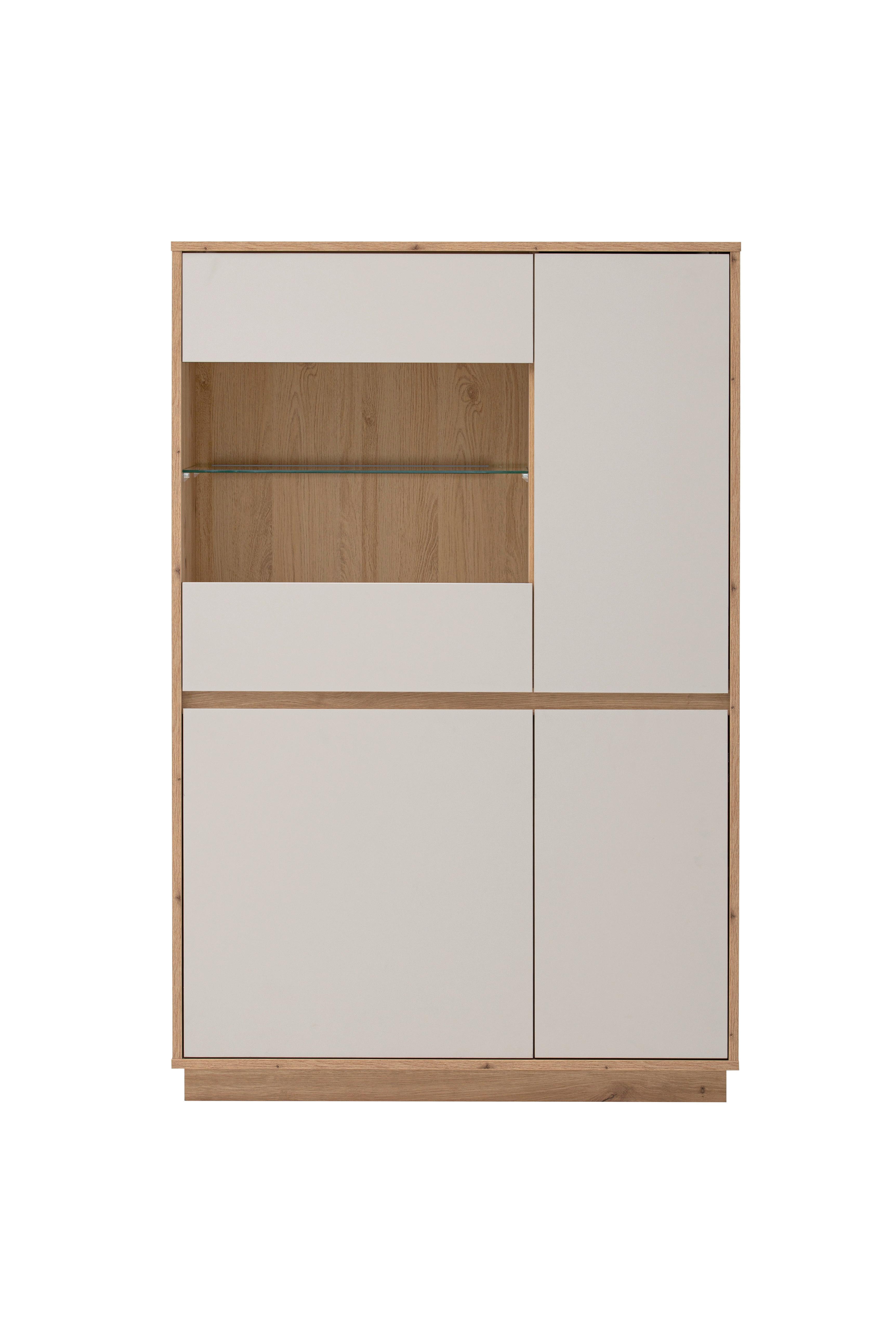 Vitrine Sonora Kaschmir/Eiche B: 75cm - Kaschmir/Eiche Artisan, Design, Glas/Holzwerkstoff (75/144/40cm) - MID.YOU