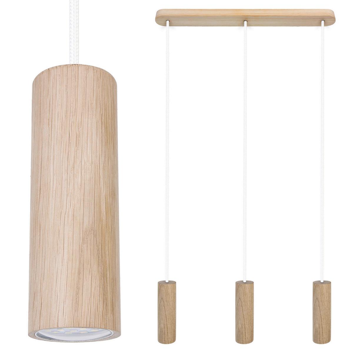 Hängeleuchte 8520345 Madera - Eschefarben/Weiß, Natur, Holz (52/140cm)