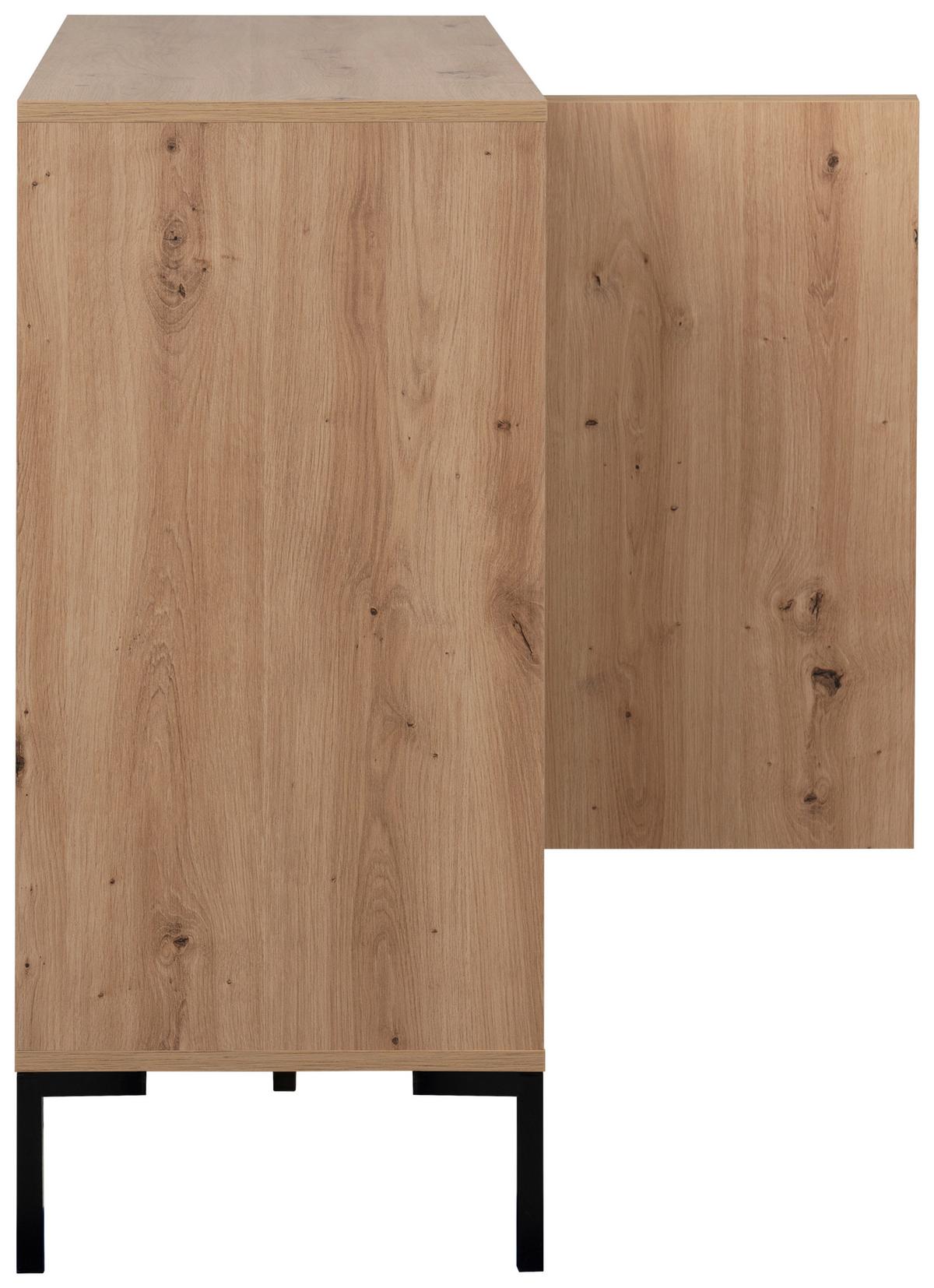 Kommode 120cm Korsika Eiche Artisan Dekor - Schwarz/Eiche Artisan, Design, Holzwerkstoff (120/87/40cm) - MID.YOU
