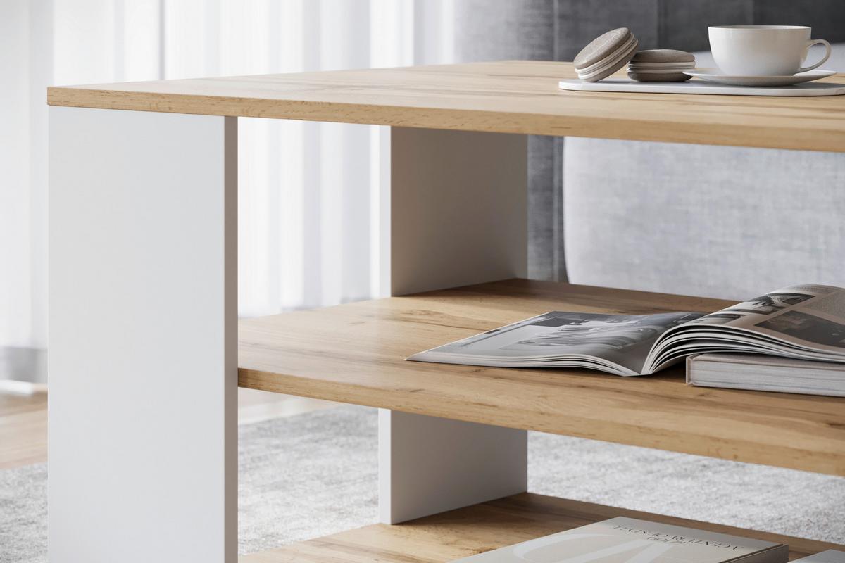 Couchtisch Narobi-I Eiche Wotan/Weiß B: 100 cm - Eiche Wotan/Weiß, Trend, Holzwerkstoff/Kunststoff (100/45/60cm) - Livetastic