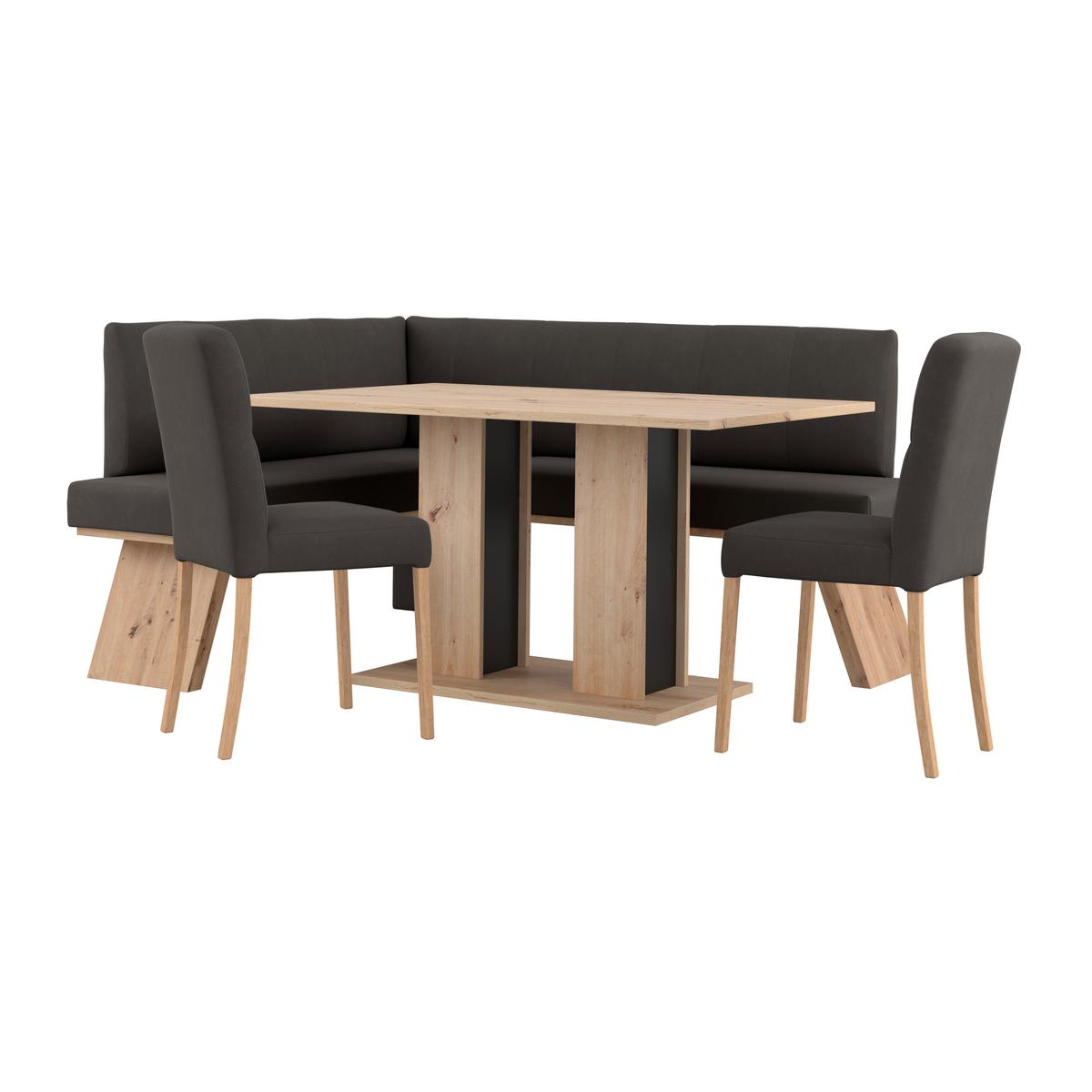 Eckbank  Emma Ii Webstoff Anthrazit, B: 150 Cm - Eichefarben/Anthrazit, KONVENTIONELL, Holzwerkstoff/Textil (150/185cm)