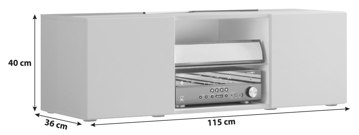 TV - skrinka Lowina š: 115 cm biela - čierna/biela, Konventionell, kompozitné drevo/plast (115/40/36cm) - MID.YOU