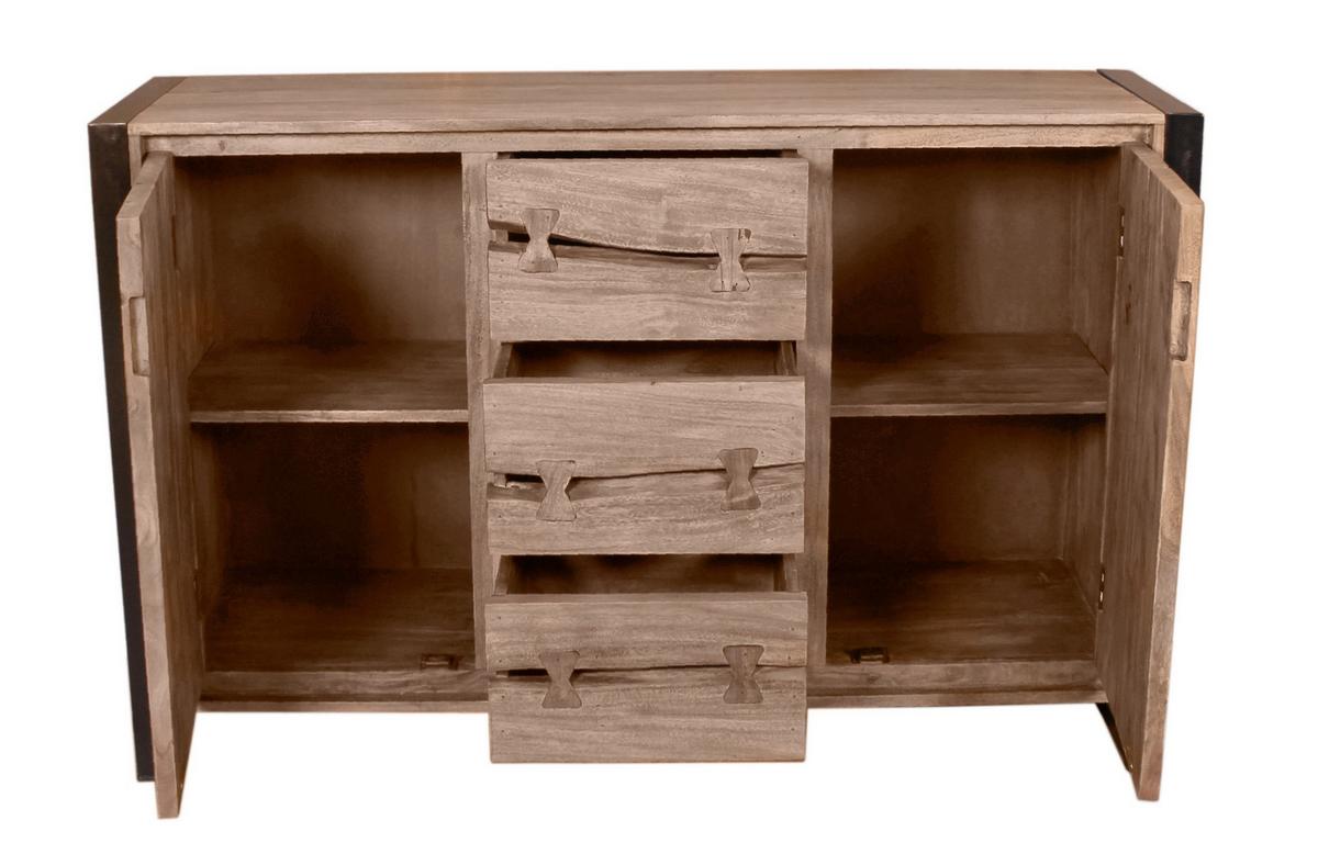 Sideboard Akazie/Schwarz B: 140cm - Schwarz/Naturfarben, Design, Holz/Metall (140/90/40cm) - MID.YOU