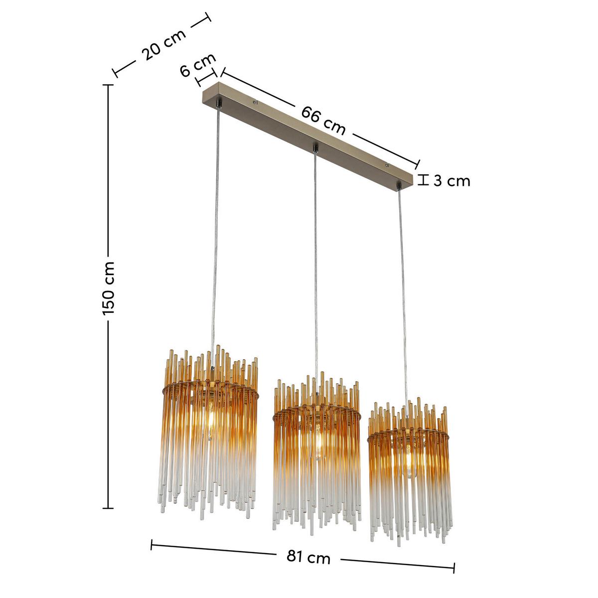 ZÁVĚSNÉ SVÍTIDLO STAB - jantarové barvy/průhledné, Moderní, kov/plast (81/20/150cm)