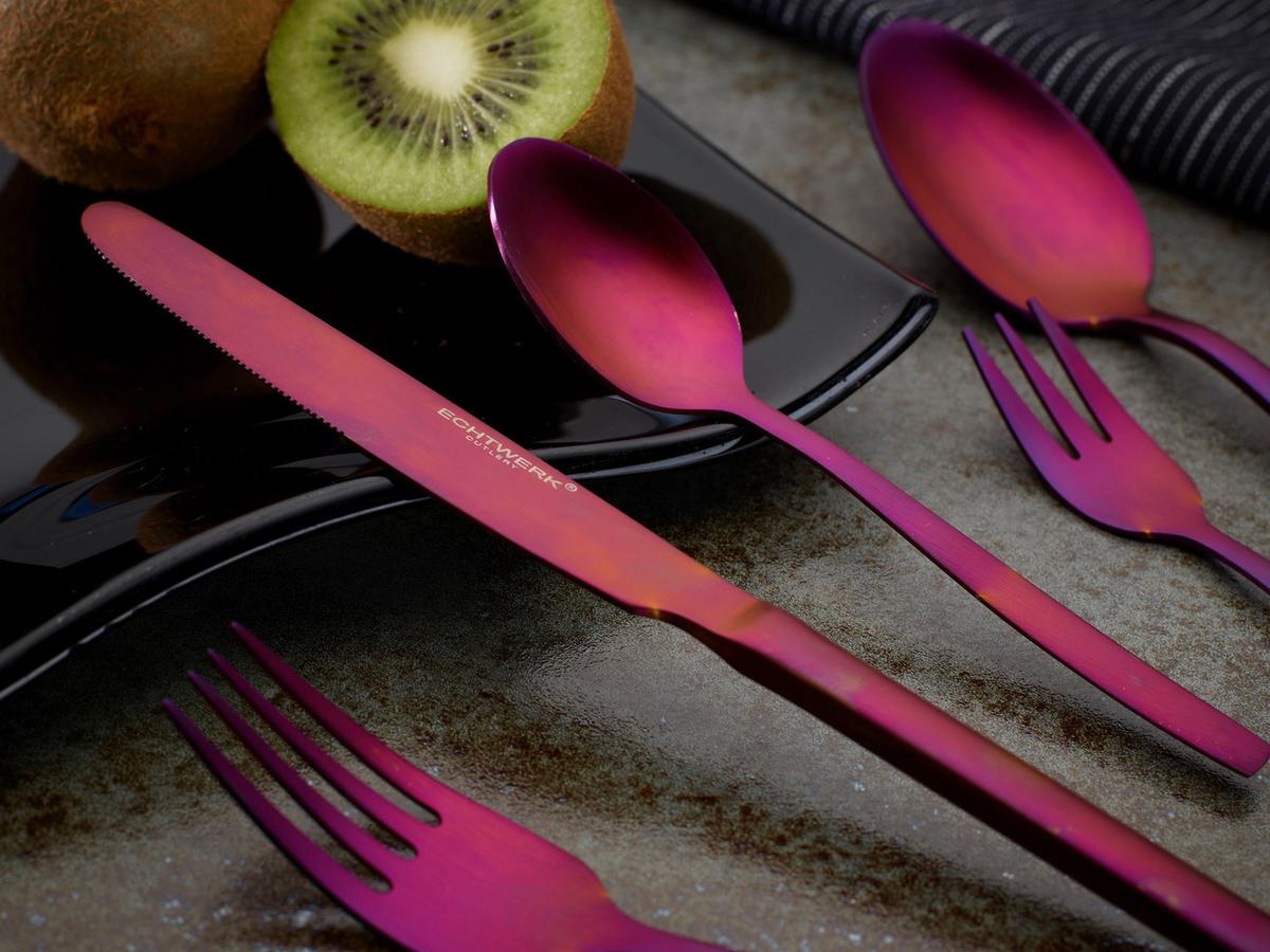 Besteckset Echtwerk Edelstahl 18/10, 30tlg. - Lila/Rot, Basics, Metall (1,22kg) - Echtwerk