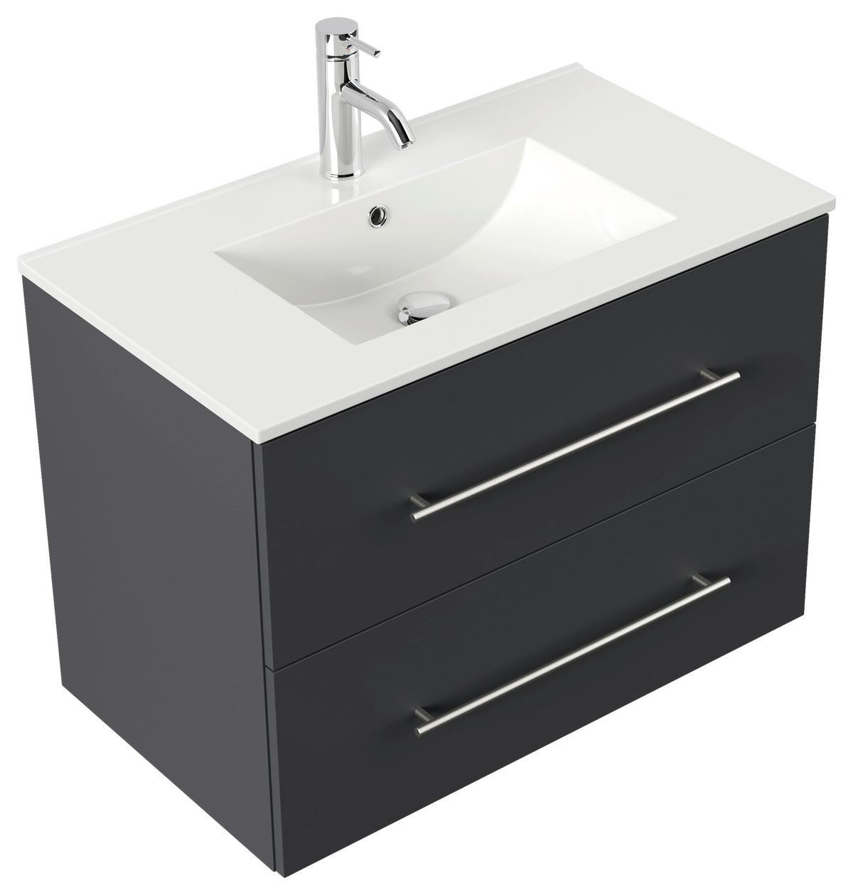 WASCHTISCHKOMBI Homeline, Graphitfarben B: 81 cm - Graphitfarben/Weiß, Basics, Keramik/Holzwerkstoff (81cm) - MID.YOU
