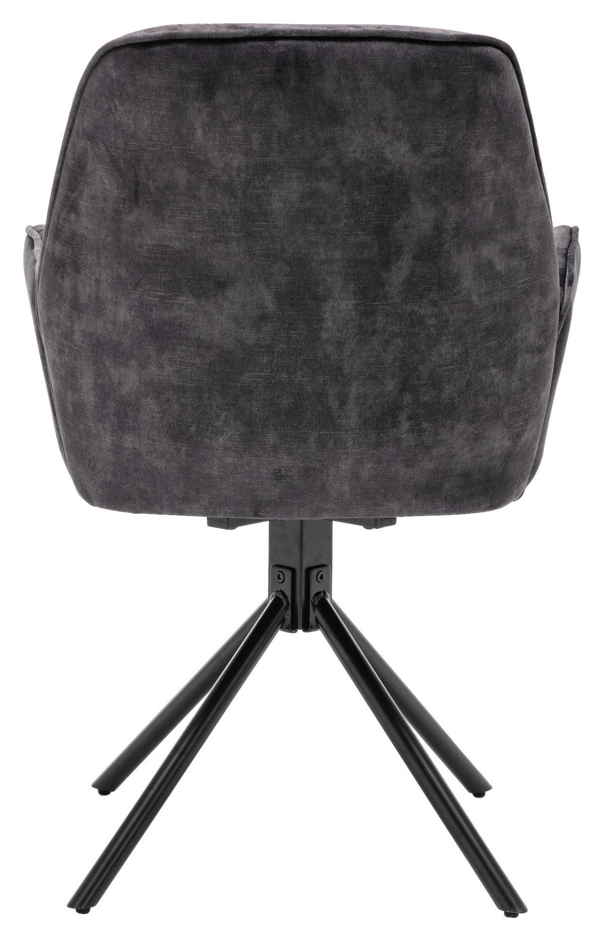Armlehnstuhl Sarina Schwarz/ Anthrazit Gepolstert 2-Er Set - Eichefarben/Anthrazit, Basics, Textil/Metall (59,5/89/62cm) - MID.YOU