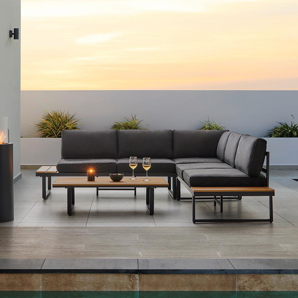 Záhradná sedacia súprava Arianna, čierna, 228 cm, 74 cm, 228 cm