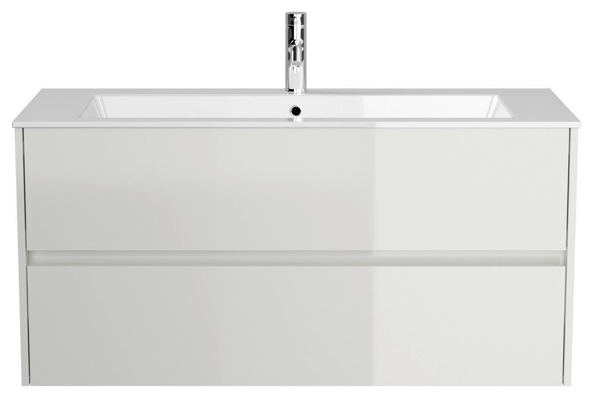 Waschtischkombi Limes Weiß Hg B: 120 Cm - Weiß Hochglanz/Weiß, MODERN, Holzwerkstoff/Stein (120/58,5/46,5cm) - MID.YOU