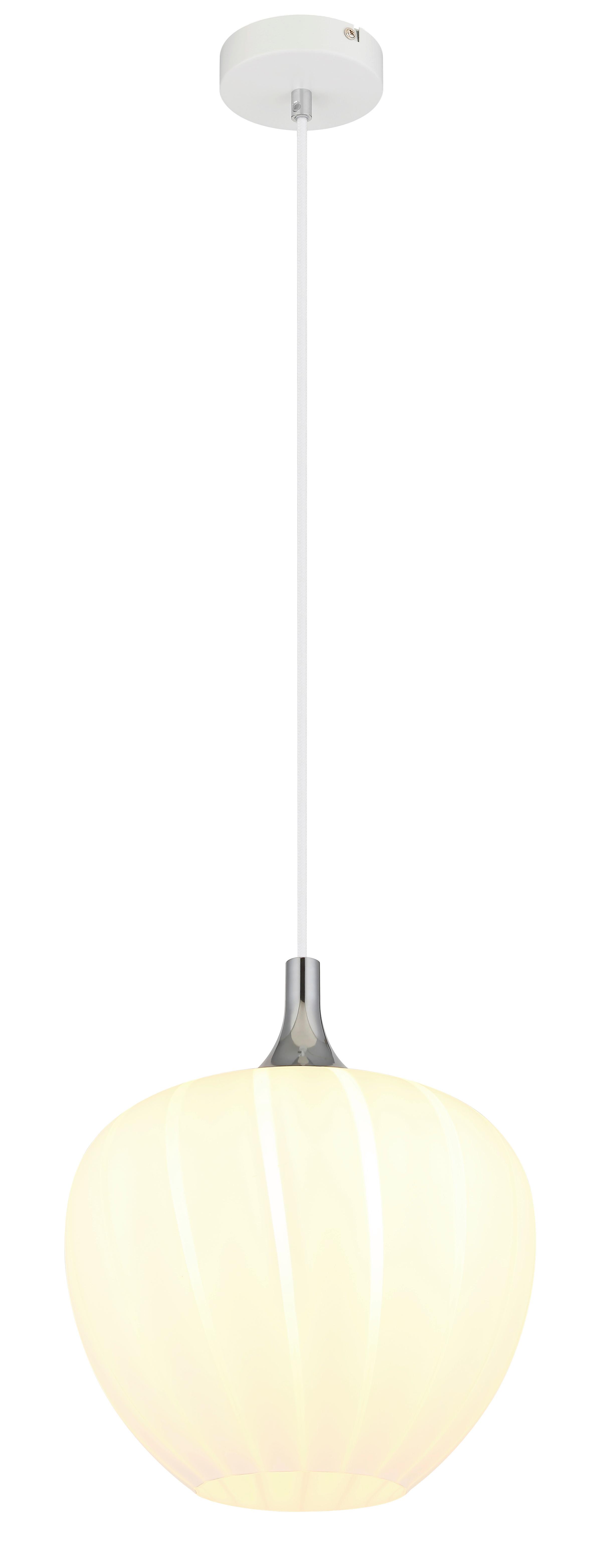 Hängeleuchte 15548h1w - Chromfarben/Weiß, KONVENTIONELL, Glas/Metall (29/120cm) - Globo