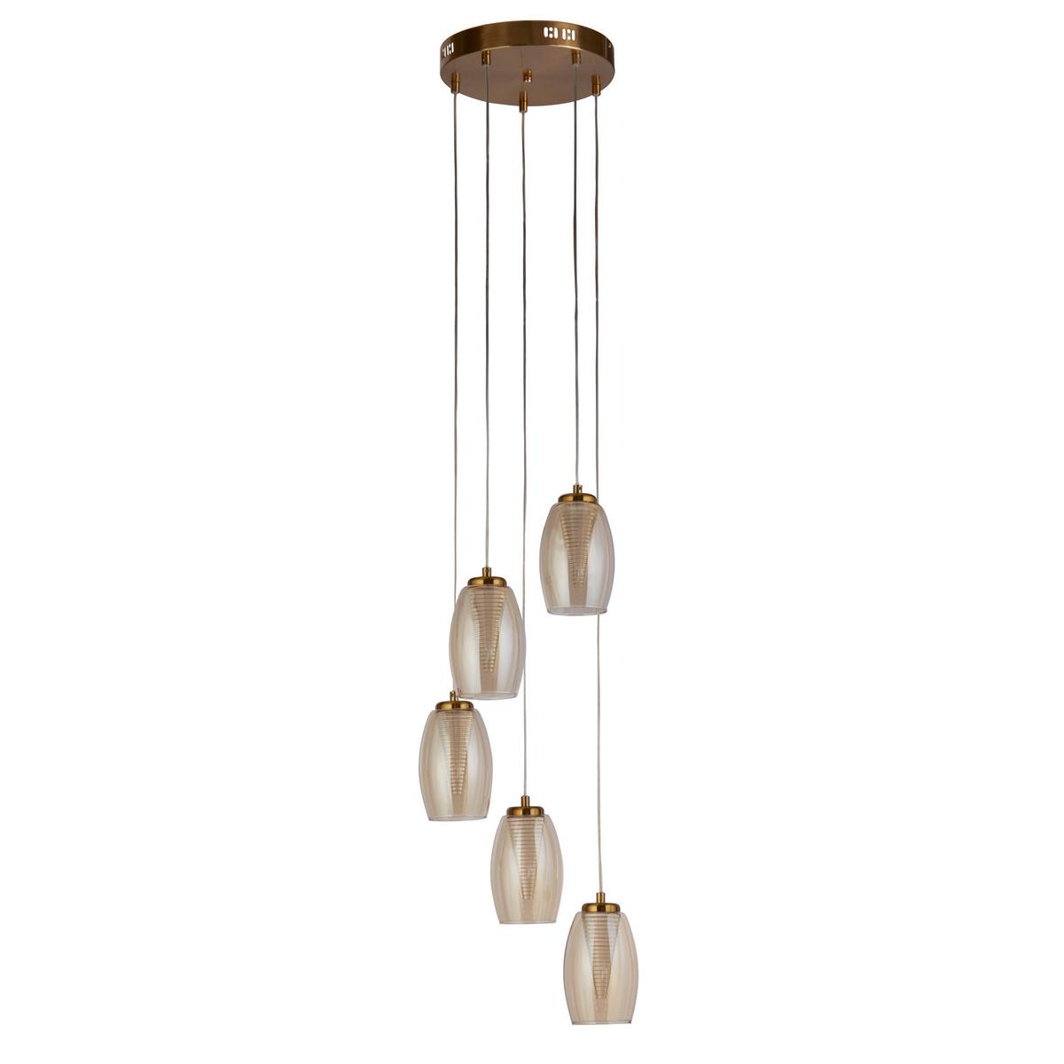 Led-pendelleuchte 97291-5cp - Champagner, Design, Glas/Kunststoff (35/150cm)