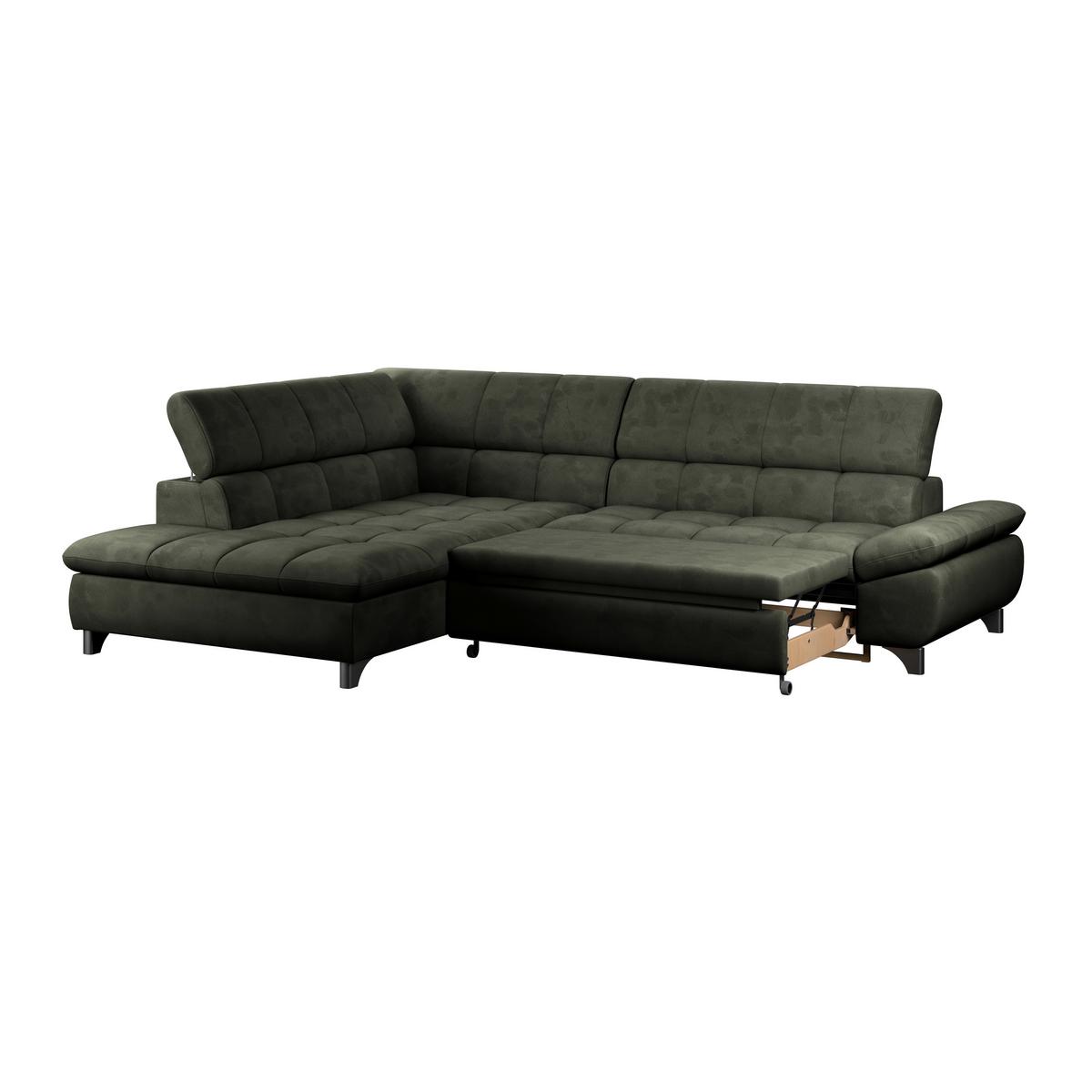 Ecksofa Gemini Waldgrün, B: 234cm - Chromfarben/Dunkelgrün, KONVENTIONELL, Textil (234/312cm)