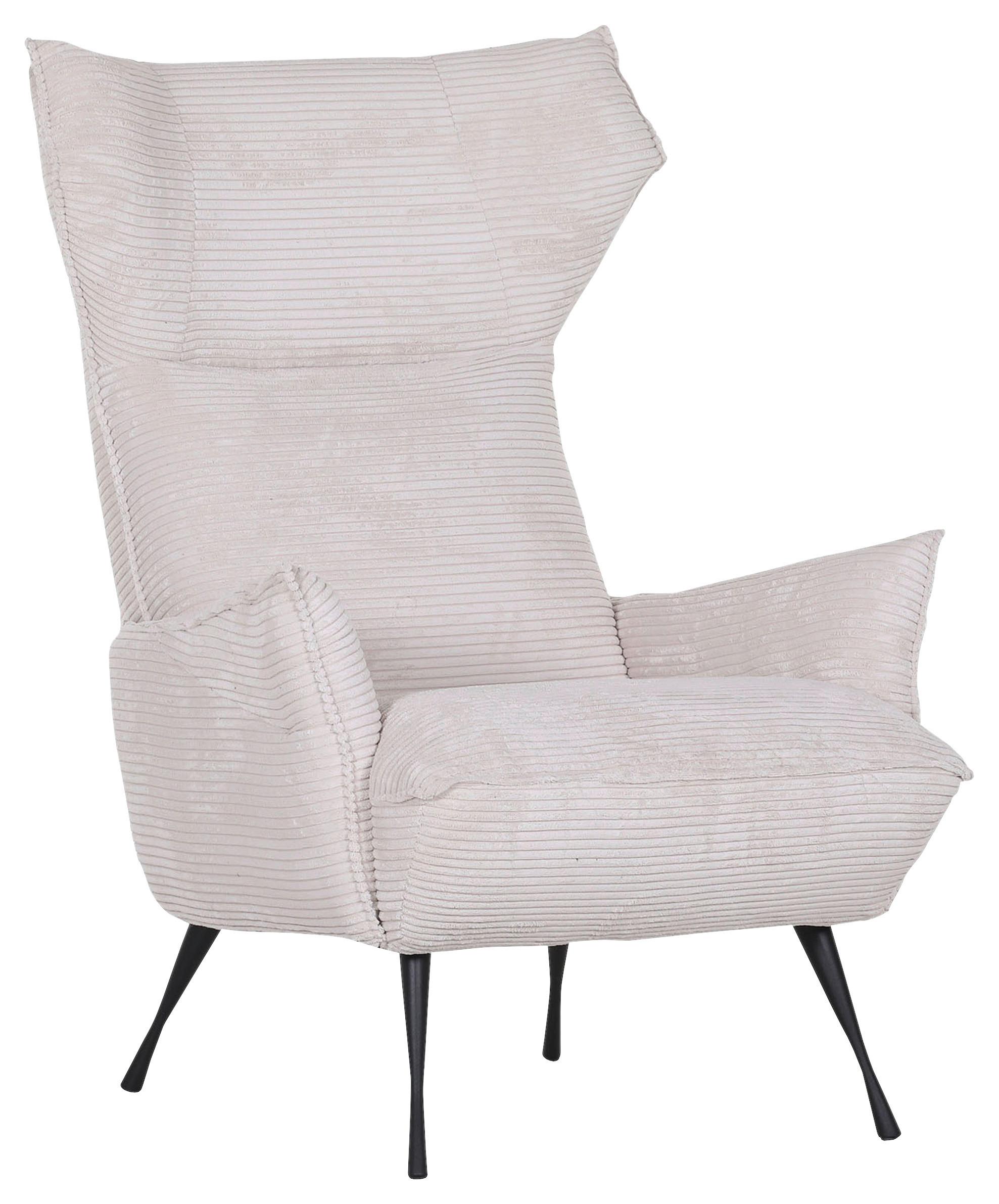Ohrensessel Lorris - Beige/Schwarz, KONVENTIONELL, Textil (83/110/92cm) - MID.YOU