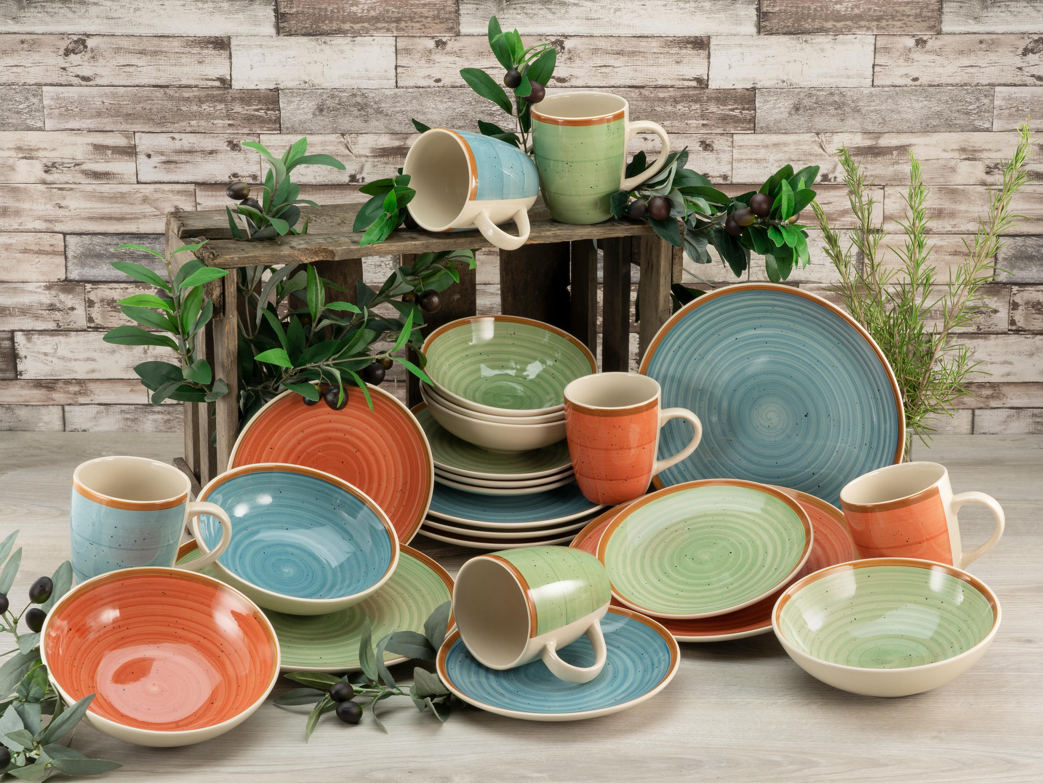 Kombiservice Contry Multicolor 24-teilig - Multicolor, KONVENTIONELL, Keramik - Creatable