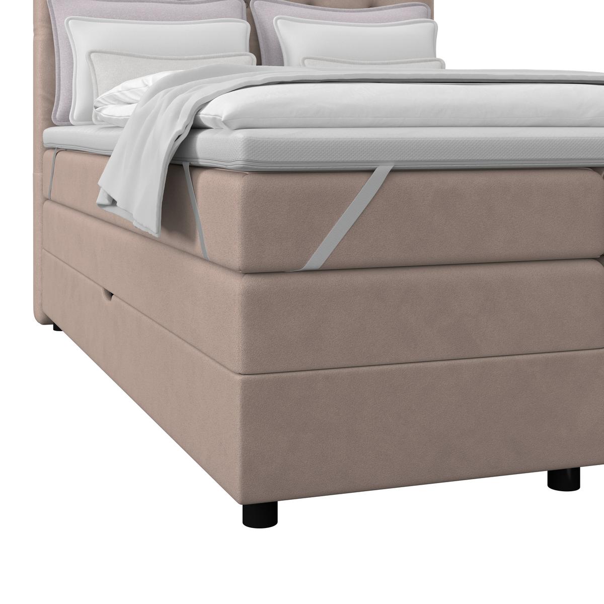 Boxspringbett Elio Beige 140x200 cm H2 - Beige/Schwarz, ROMANTIK / LANDHAUS, Textil (144/121/212cm) - James Wood