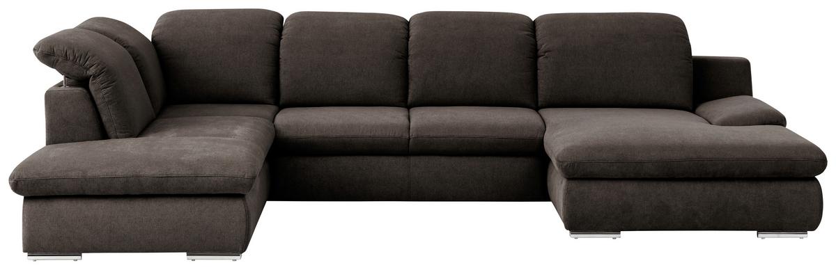 Wohnlandschaft Isona Braun Chenille - Chromfarben/Braun, Design, Textil (212/353/165cm) - Livetastic