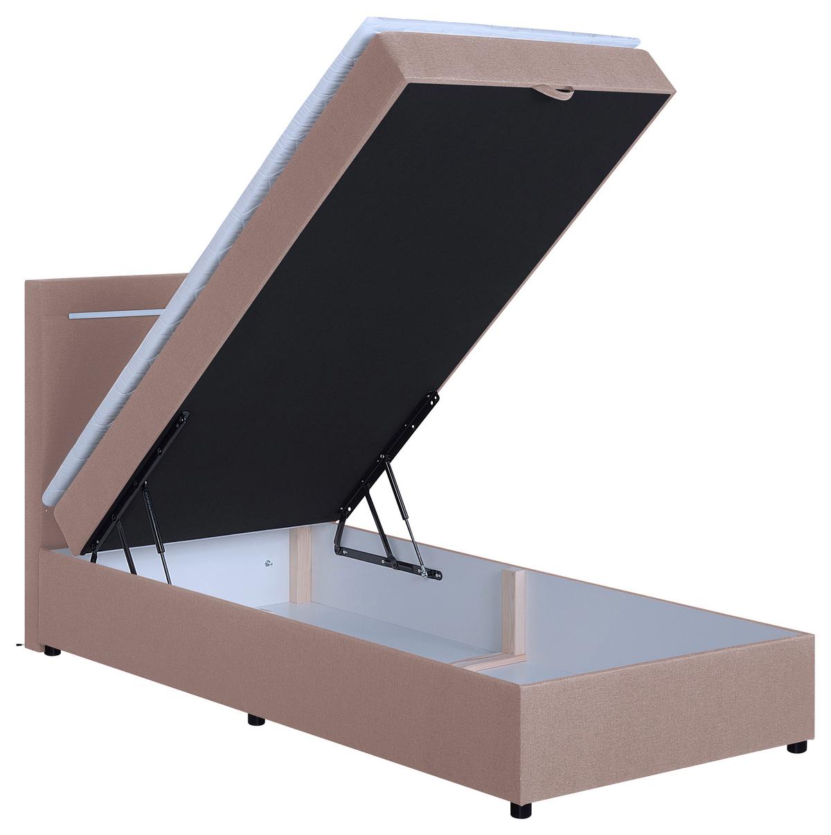 Boxbett Pisa 100 Led 100x200 Rosa - Schwarz/Rosa, MODERN, Holzwerkstoff/Textil (100/200cm) - MID.YOU