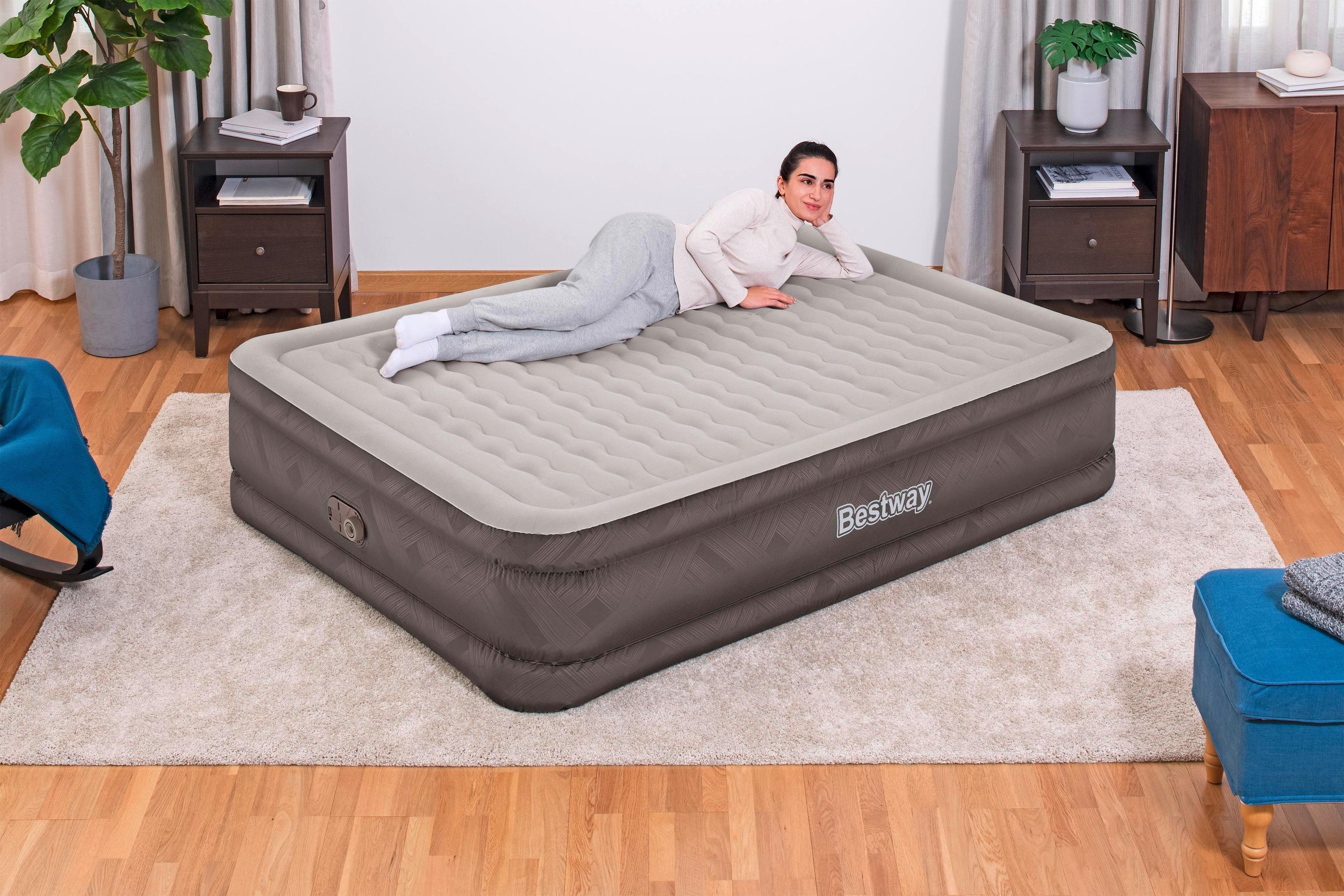 Luftbett Nicole 203x152x46 Cm Bis 350kg, Inkl. Pumpe - Braun/Grau, KONVENTIONELL, Kunststoff/Metall (203cm) - Bestway