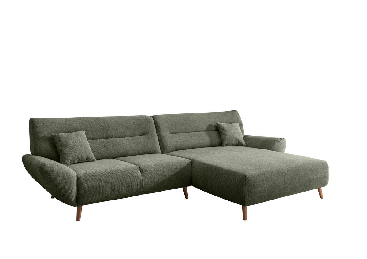 Ecksofa Chenille Dunkelgrün S: 290x166 cm - Wildeiche/Dunkelgrün, MODERN, Textil (290/166cm) - MID.YOU