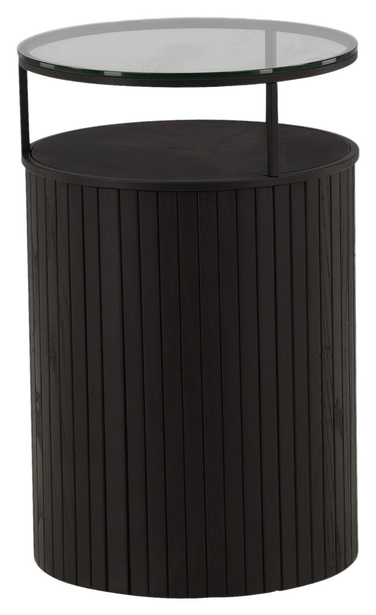Beistelltisch Bovall - Schwarz, Design, Glas/Holz (37/37/58cm) - Livetastic