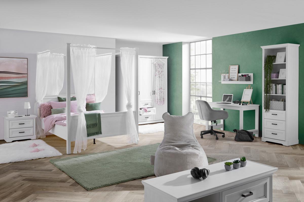 ŠATNÍ SKŘÍŇ MARILOU - bílá/barvy niklu, Romantický / Rustikální, kov/kompozitní dřevo (164/206/64cm)