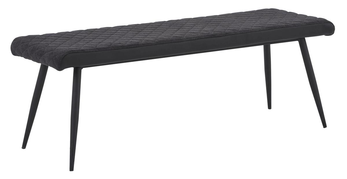 Sitzbank Gepolstert, Anthrazit/Schwarz Porto 140 cm - Anthrazit/Schwarz, MODERN, Textil/Metall (140/48/42cm) - MID.YOU