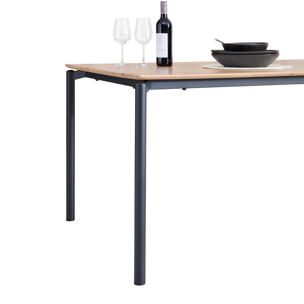 Jedálenský stôl LIDO 180 - čierna/farba duba, Modern, kov/kompozitné drevo (180/76/90cm) - Mömax