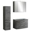 Badmöbel-Set 3-Tlg. Stockholm B: 110 cm Grau - Dunkelgrau/Grau, KONVENTIONELL, Glas/Holzwerkstoff (110cm) - Held