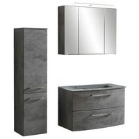 Badmöbel-Set 3-Tlg. Stockholm B: 110 cm Grau - Dunkelgrau/Grau, KONVENTIONELL, Glas/Holzwerkstoff (110cm) - Held