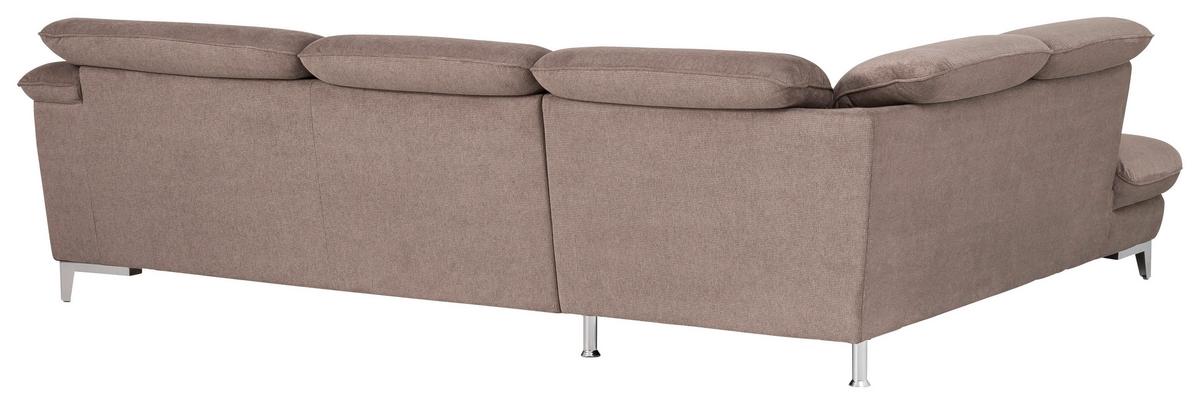 Ecksofa Mit Schlaffunktion Teresa, Verstellbar Taupe - Taupe/Chromfarben, Design, Textil (232/293cm) - Livetastic