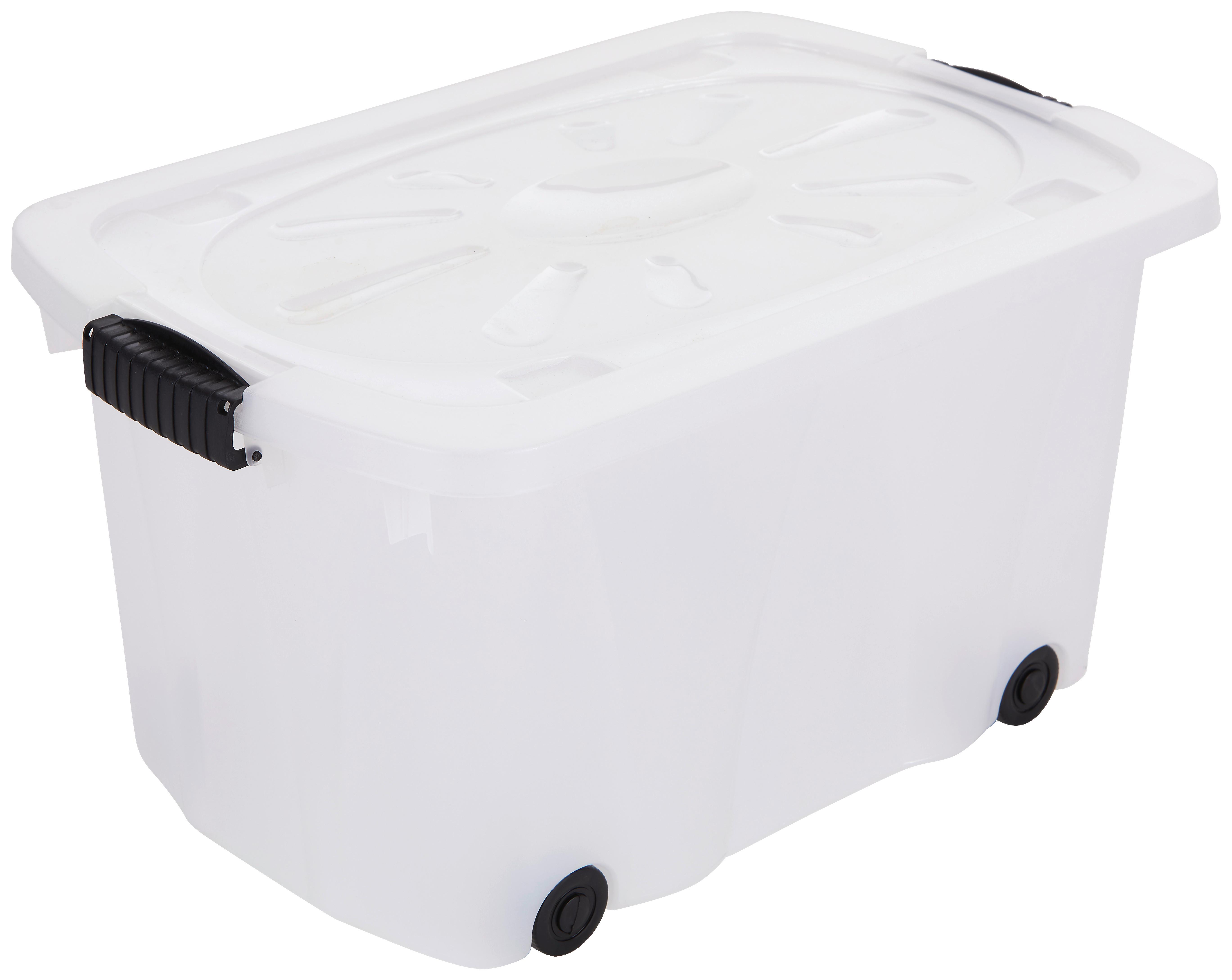 Aufbewahrungsbox Klipper + Deckel Kunststoff 58x37x31cm - Transparent, Basics, Kunststoff (58/37/31cm) - Homezone