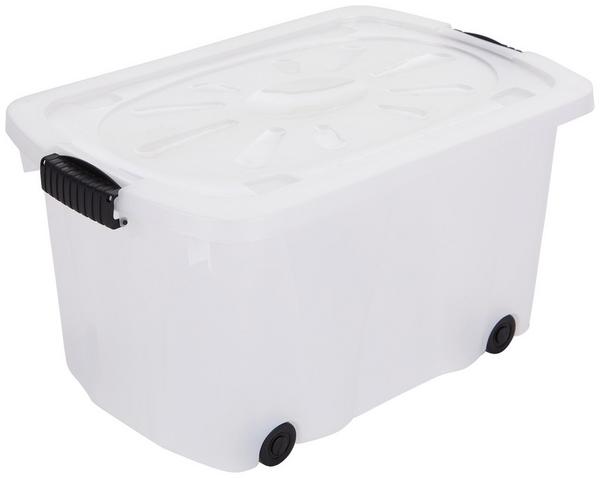 Aufbewahrungsbox Weiß mit Deckel & Rollen