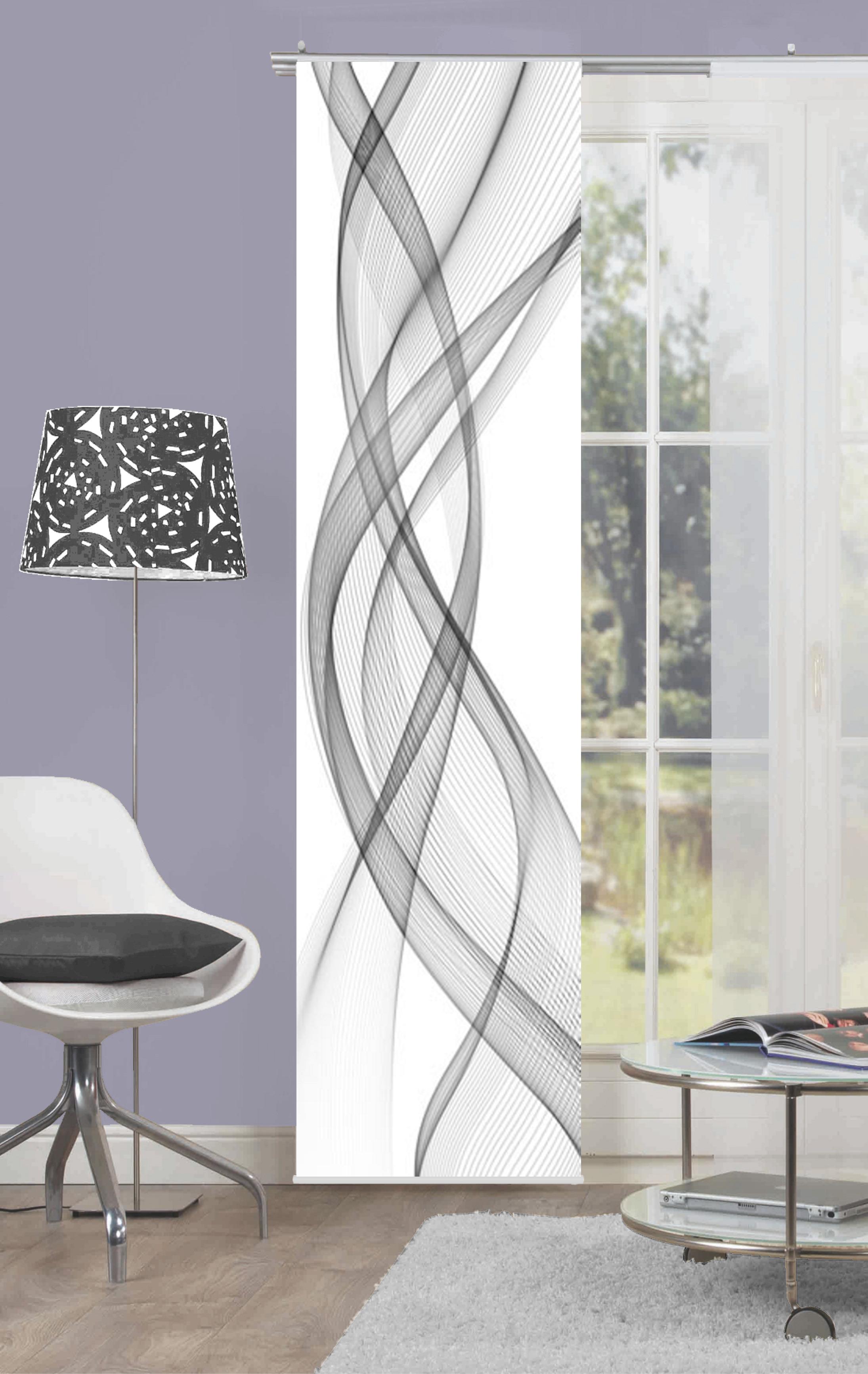 Flächenvorhang Ferrola B: 60 cm, Grau/Weiß - Grau, Basics, Textil (60/245cm)
