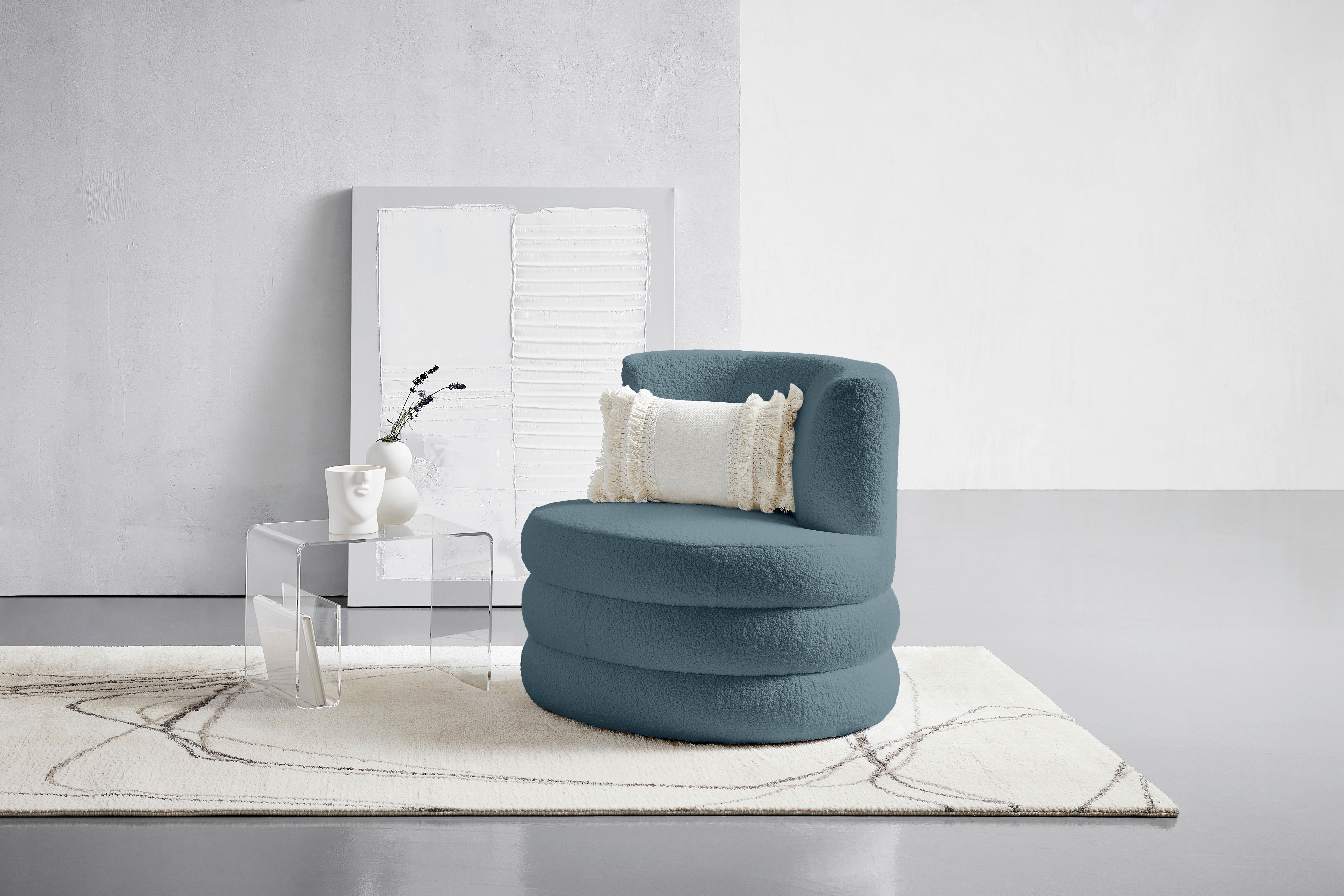 Designsessel Magari - Blau/Edelstahlfarben, Trend, Textil (90/82/85cm) - Livetastic