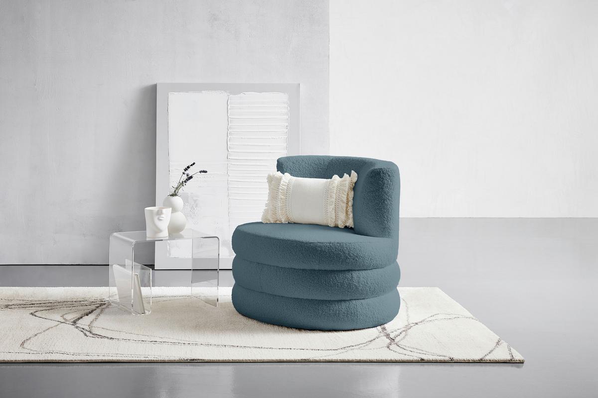 Designsessel Magari - Blau/Edelstahlfarben, Trend, Textil (90/82/85cm) - Livetastic