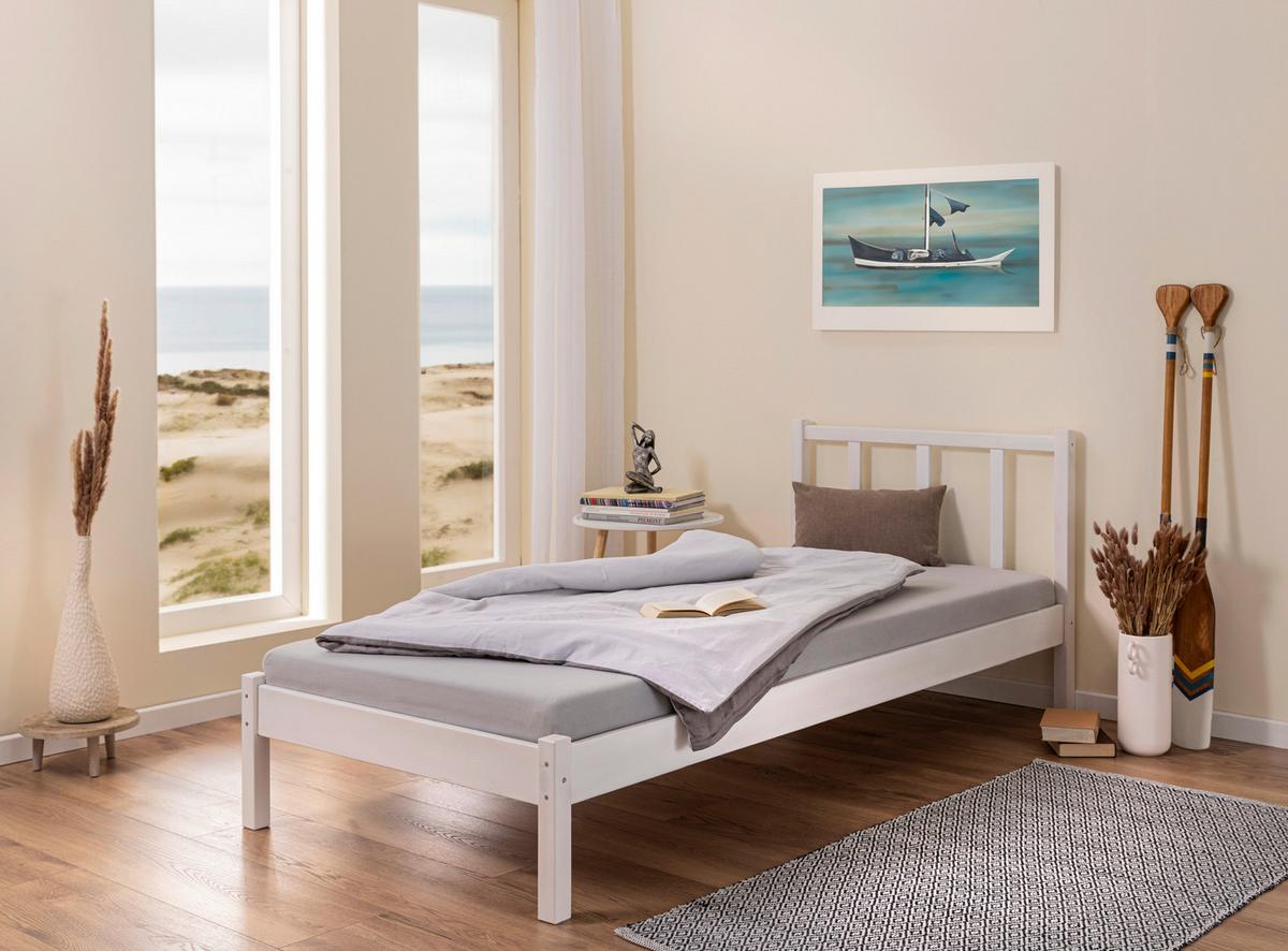 Bett Fredy - Weiß, MODERN, Holz (90/200cm) - MID.YOU