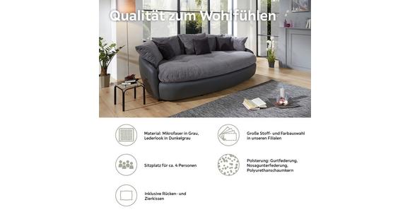 Big Sofa Aruba mit Kissen B: 238 cm Grau/Schwarz Lederlook - Schwarz/Grau, LIFESTYLE, Textil (238/80/140cm) - Luca Bessoni