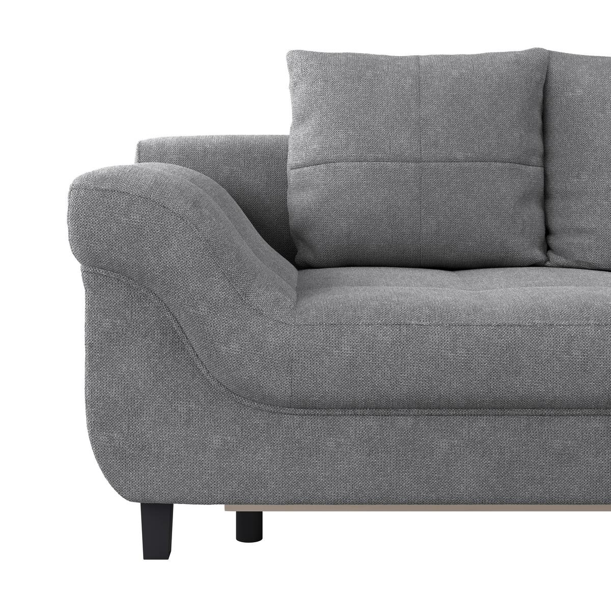 Rohová sedačka MENDOZA, pravá, sivá - čierna/sivá, Design, drevo/textil (309/197cm) - Ondega