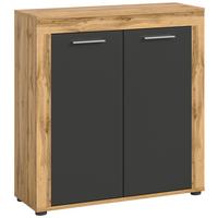 Highboard Jam Eiche Dekor B: 80 Cm - Eiche Wotan/Schwarz, Design, Holzwerkstoff (80/88/35cm) - MID.YOU