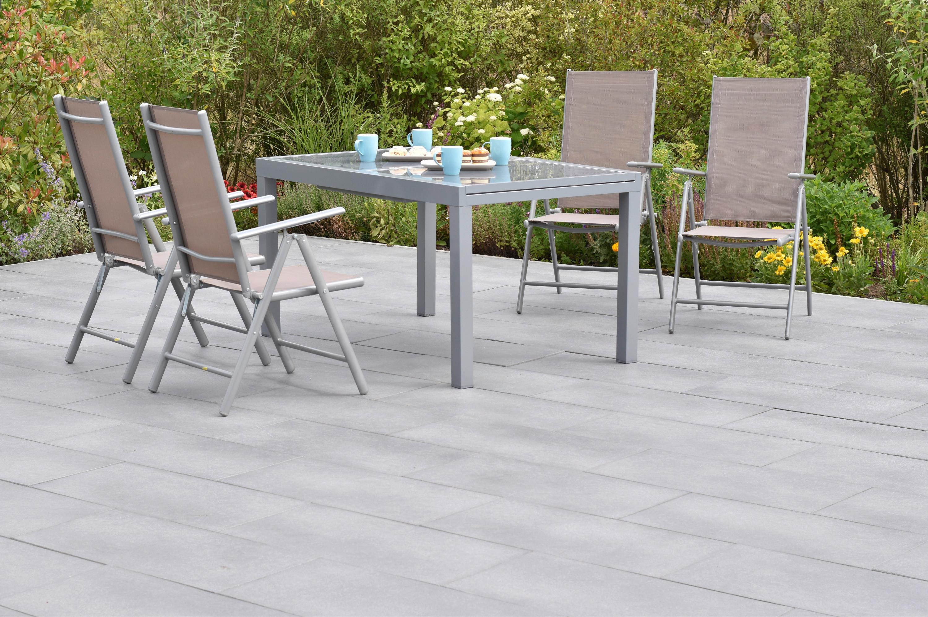 Gartenset Amalfi - Taupe/Silberfarben, MODERN, Textil/Metall - Gardenson