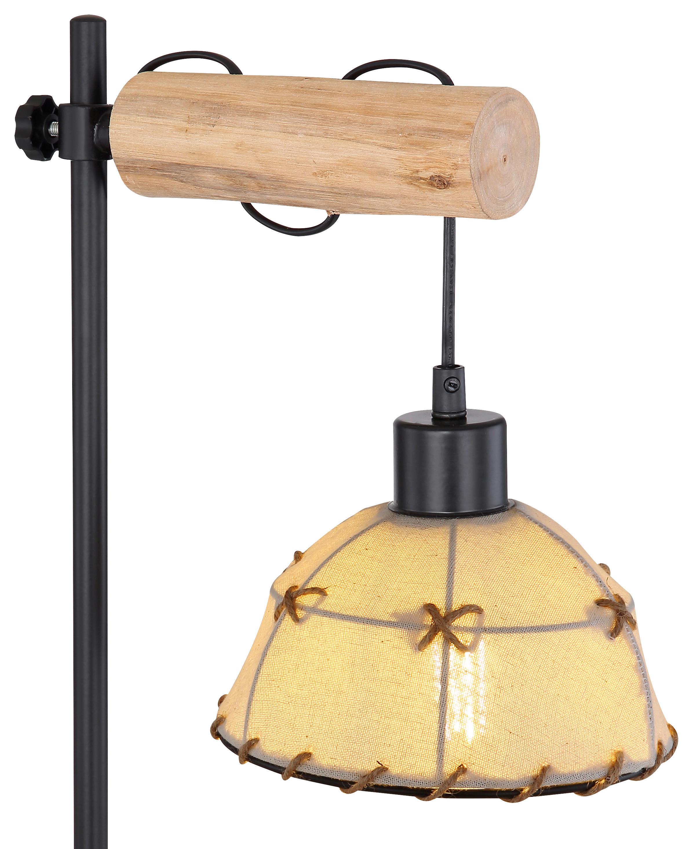 Tischlampe Rex Beige/schwarz Rustikal Mit Schalter - Beige/Schwarz, Natur, Naturmaterialien/Textil (36/18/55cm) - Globo
